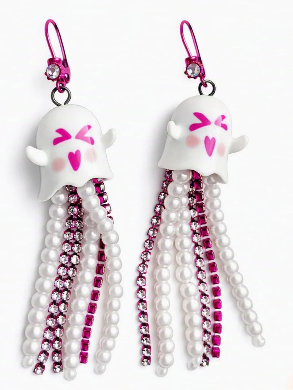 Betsey Johnson Glow‑in‑the‑Dark Halloween Dangle Ghost Earrings